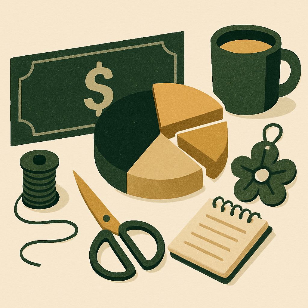 Simple clean infographic style illustration showing dollar amount being divided into fee slices on a neutral background